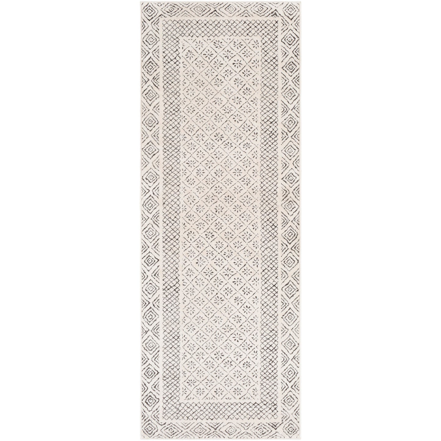 JULIAN Scandi Modern Boho Charcoal Light Beige Area Rug