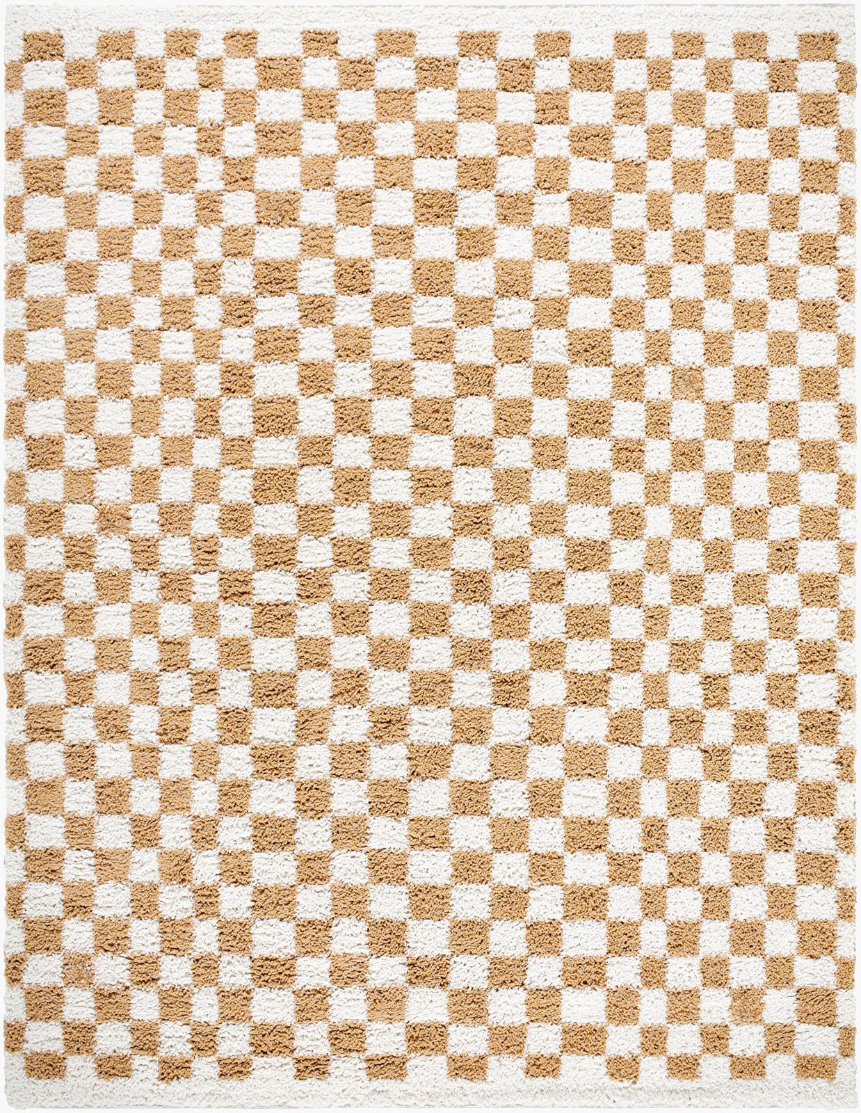 EMMITT Shaggy Checkered Rug I Living Room, Bedroom I Modern Boho Area Rug, Soft Rug, Plush Pile, Thick Rug, Easy Care I Ivory, Tan