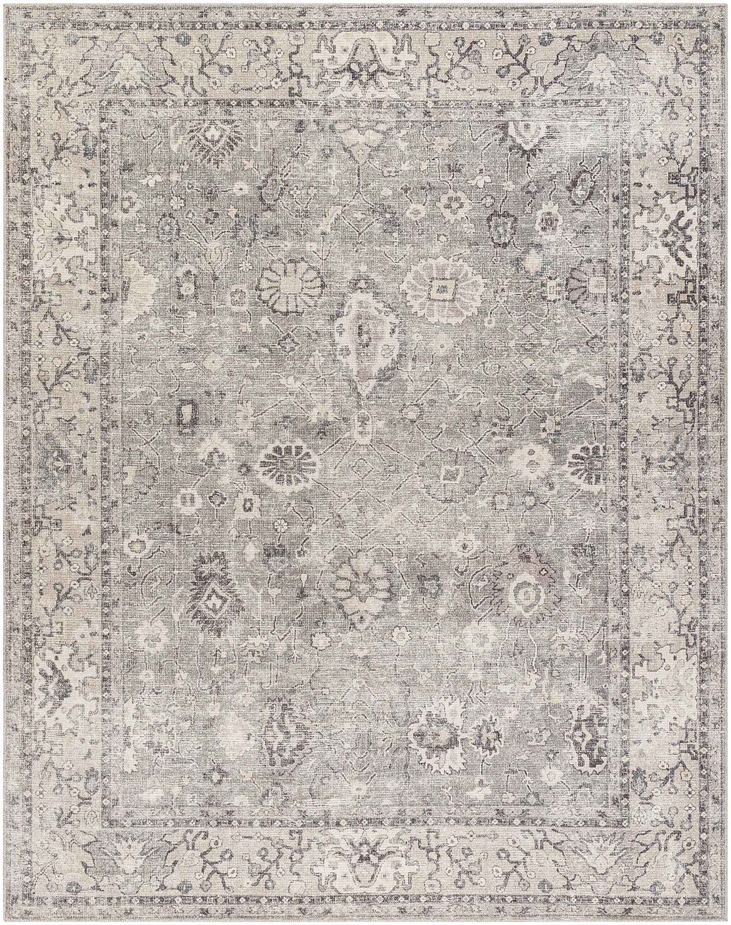 PHILIPP Vintage Rug I Living Room, Bedroom, Dining I Traditional Oriental Boho Rug, Soft Area Rug, Short Pile, Easy Care I Grey, Taupe