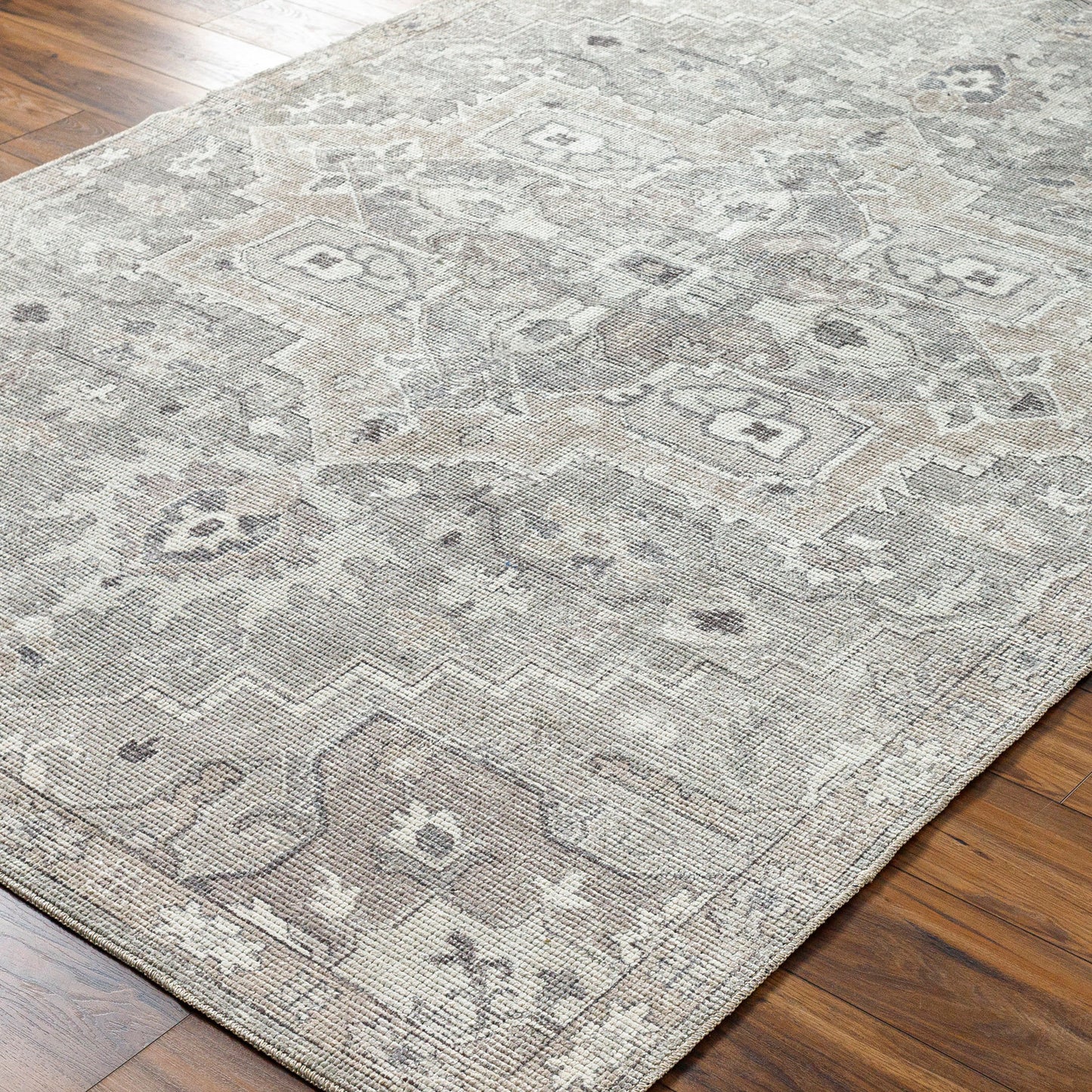 KORRINA Vintage Rug I Living Room, Bedroom, Dining I Traditional Oriental Boho Rug, Soft Area Rug, Short Pile, Easy Care I Green, Grey