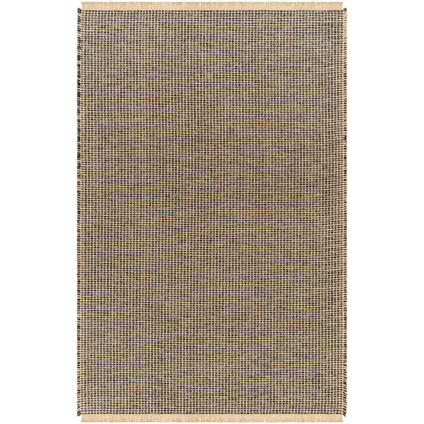 HENDY Jute Rug I Living Rom, Bedroom, Hallway I Modern Boho Rug, Natural Fibers, Rustic Durable Rug, Easy Care I Light Brown, Black