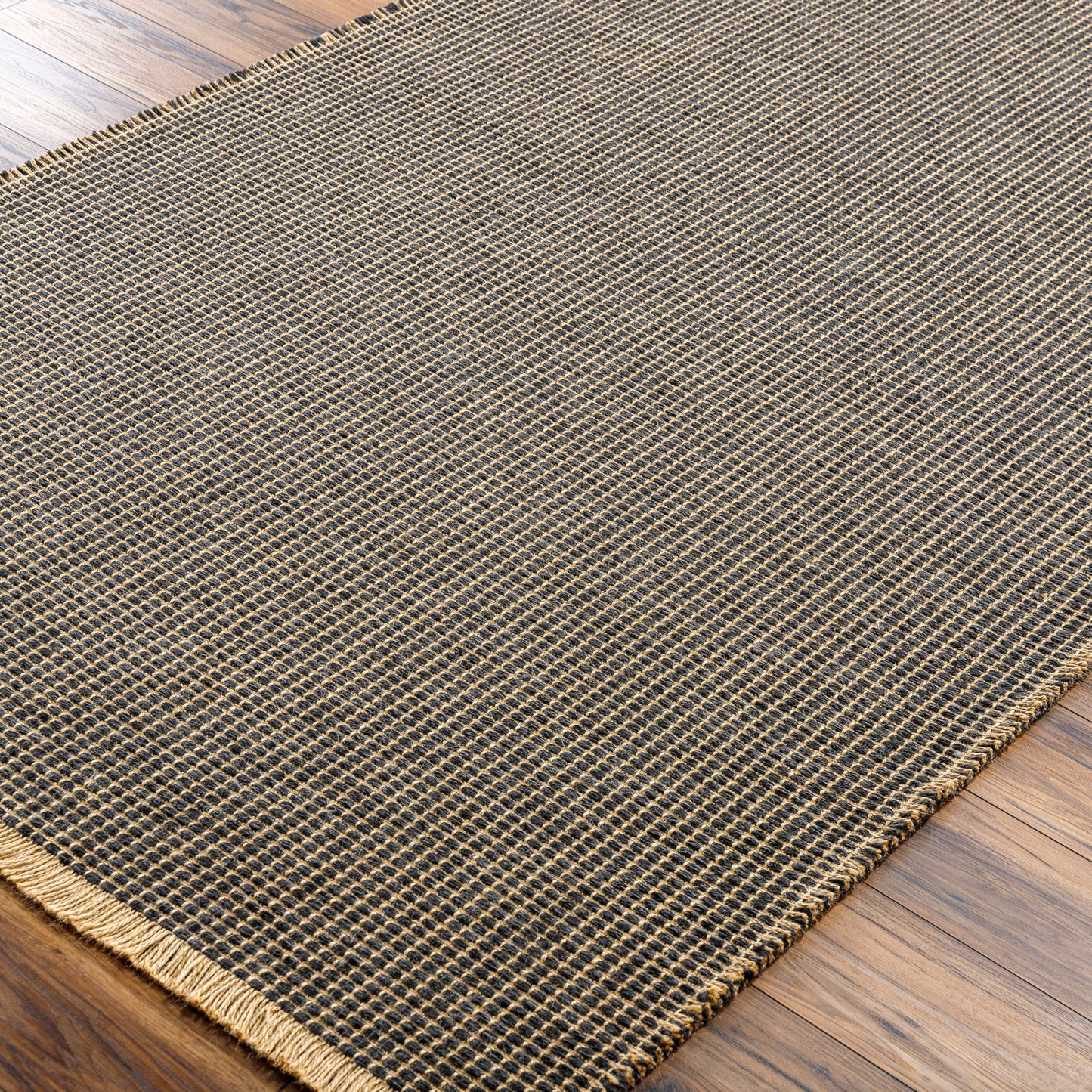 HENDY Jute Rug I Living Rom, Bedroom, Hallway I Modern Boho Rug, Natural Fibers, Rustic Durable Rug, Easy Care I Light Brown, Black