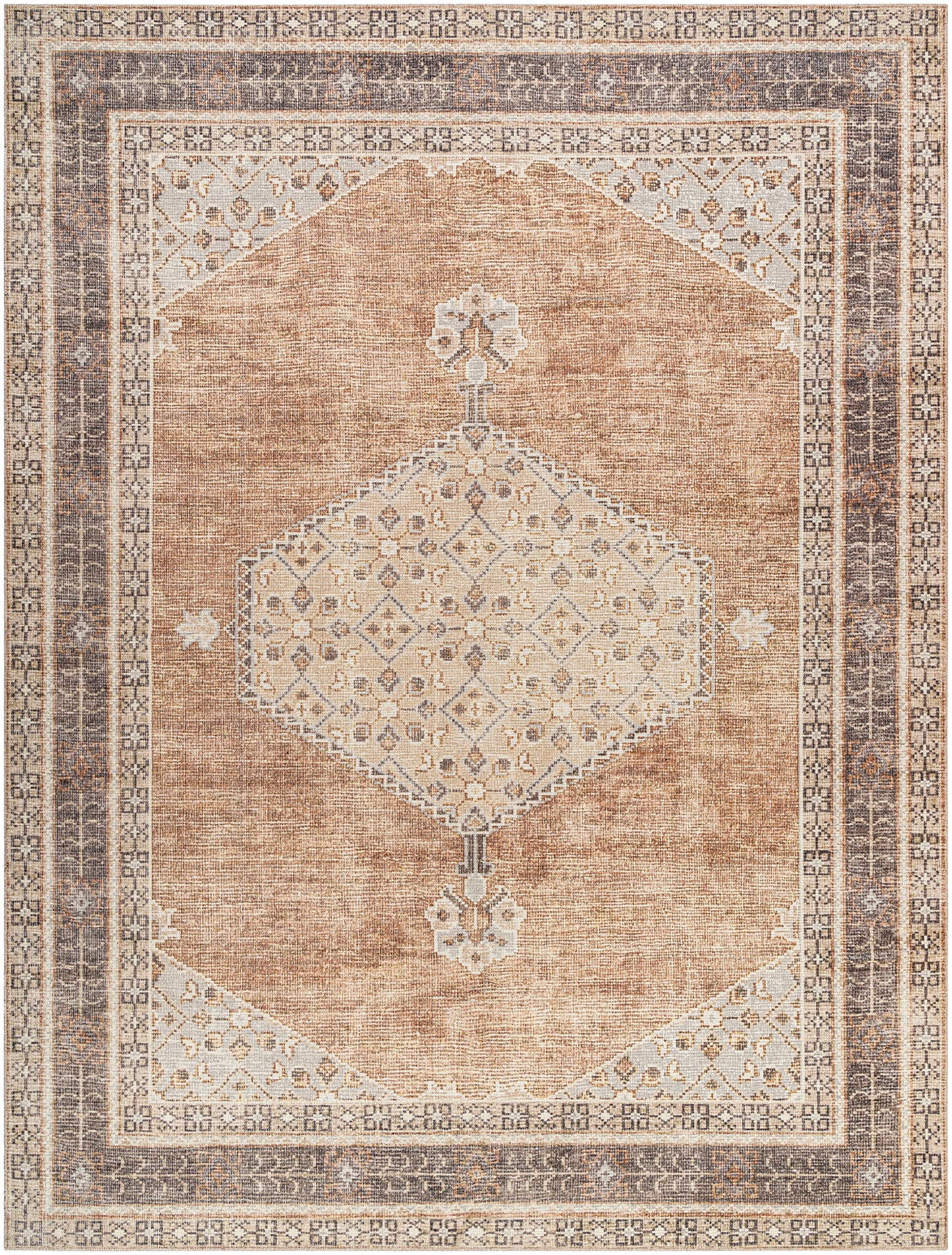 JAMESA Vintage Rug I Living Room, Bedroom, Dining I Traditional Oriental Boho Rug, Soft Area Rug, Short Pile, Easy Care I Brown, Grey