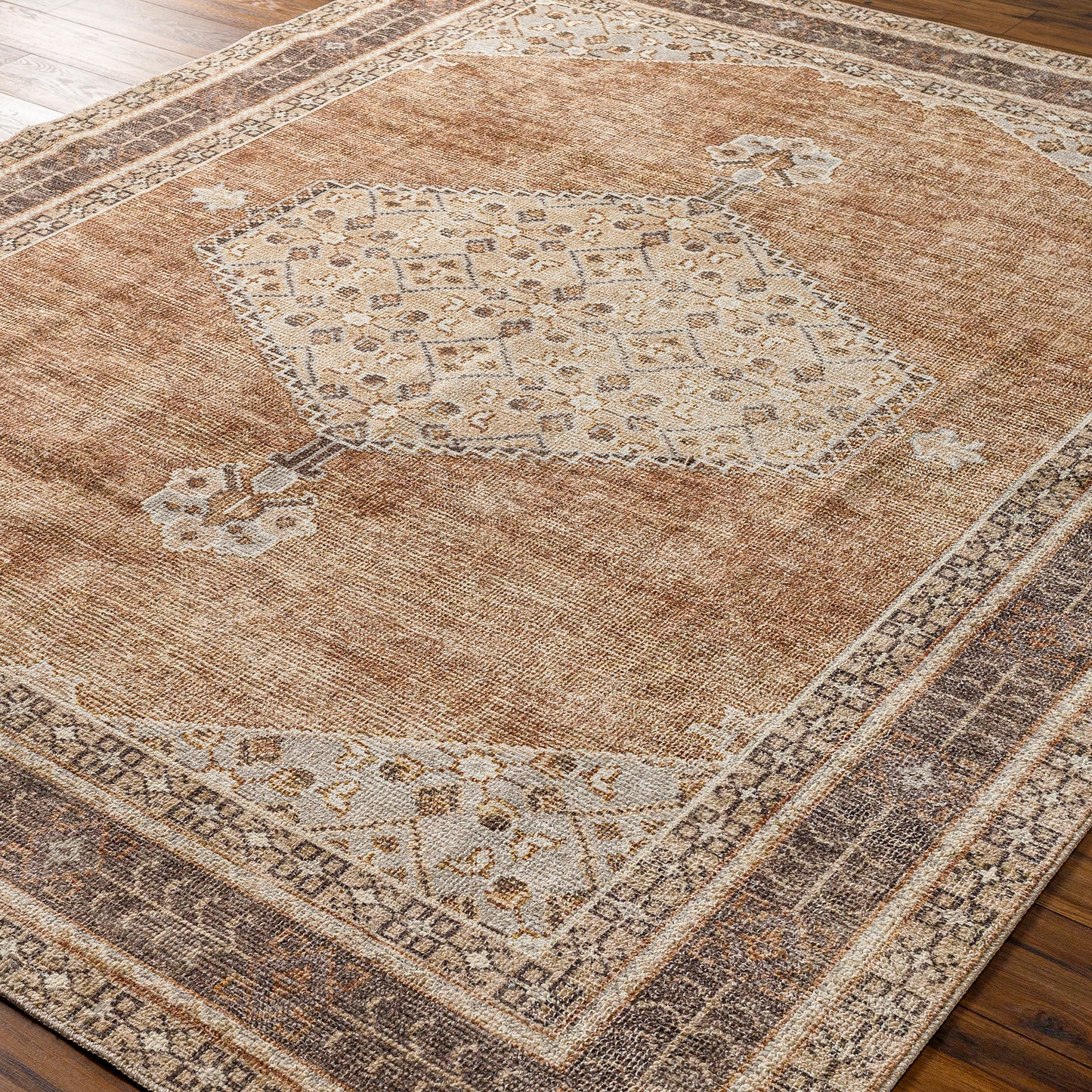 JAMESA Vintage Rug I Living Room, Bedroom, Dining I Traditional Oriental Boho Rug, Soft Area Rug, Short Pile, Easy Care I Brown, Grey