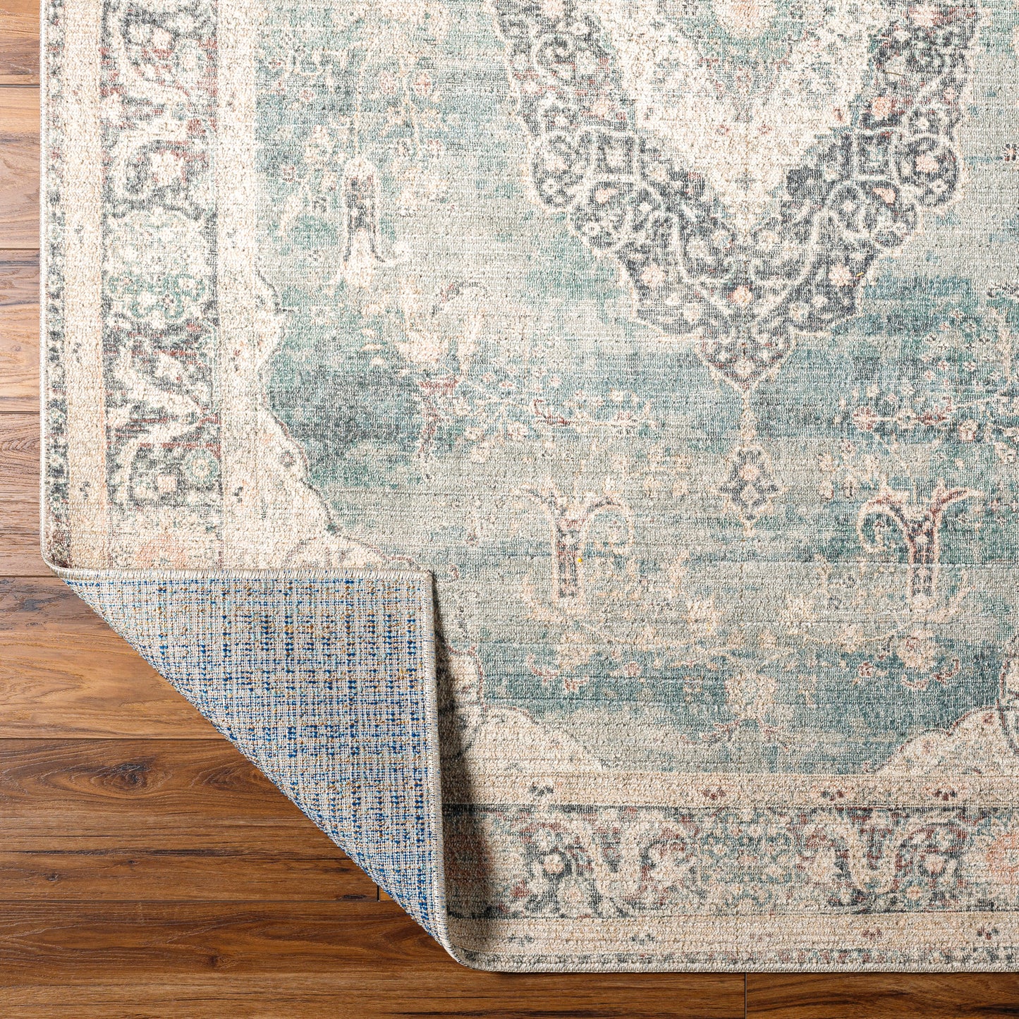 BRYTTANY Vintage Rug I Living Room, Bedroom, Dining I Traditional Oriental Boho Rug, Soft Area Rug, Short Pile, Easy Care I Blue, Ivory