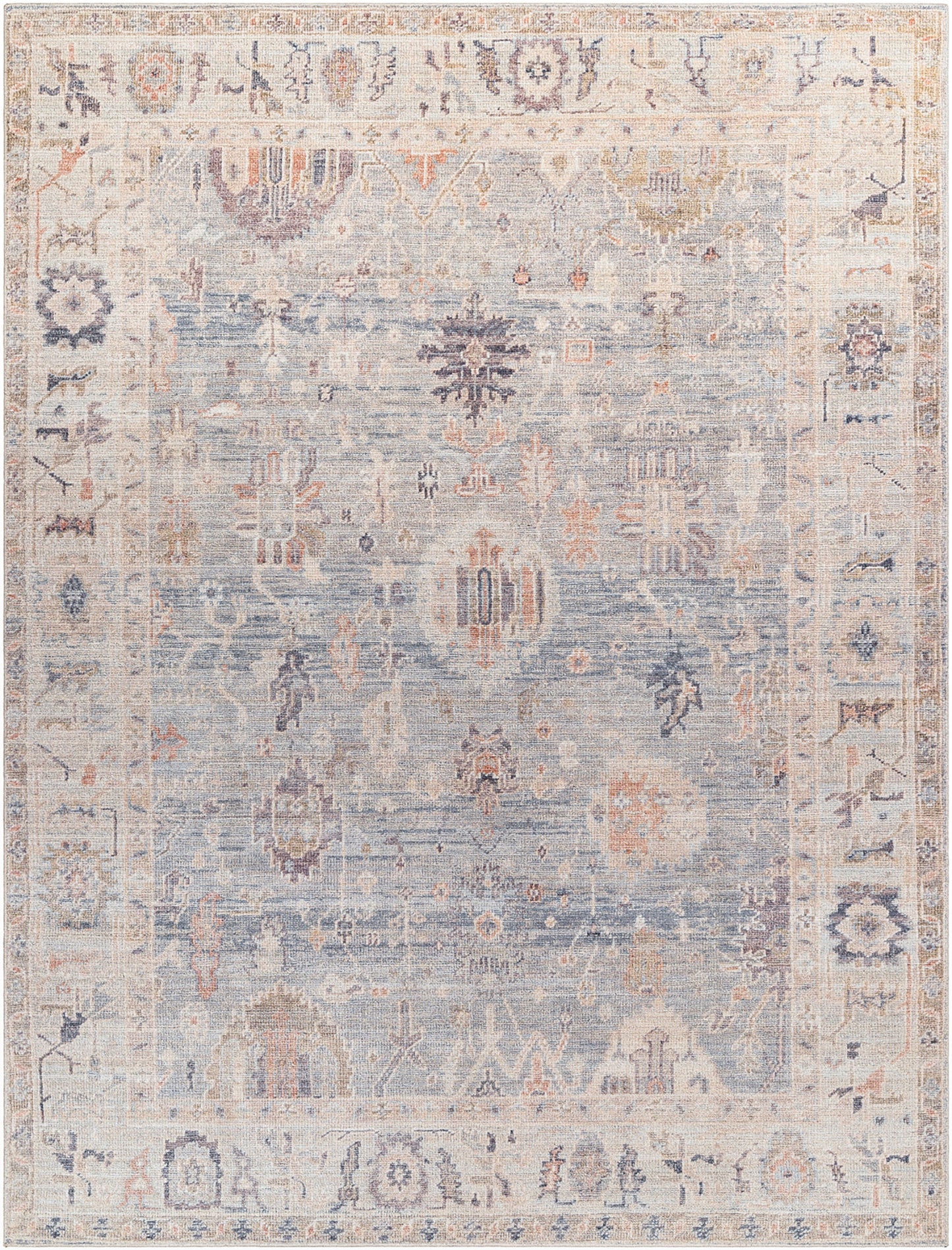 ERASMO Vintage Rug I Living Room, Bedroom, Dining I Traditional Oriental Boho Rug, Soft Area Rug, Short Pile, Easy Care I Blue, Grey