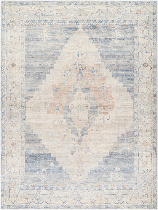 CHONG Becki Owens x Surya Vintage Traditional Oriental Boho Denim Navy Area Rug