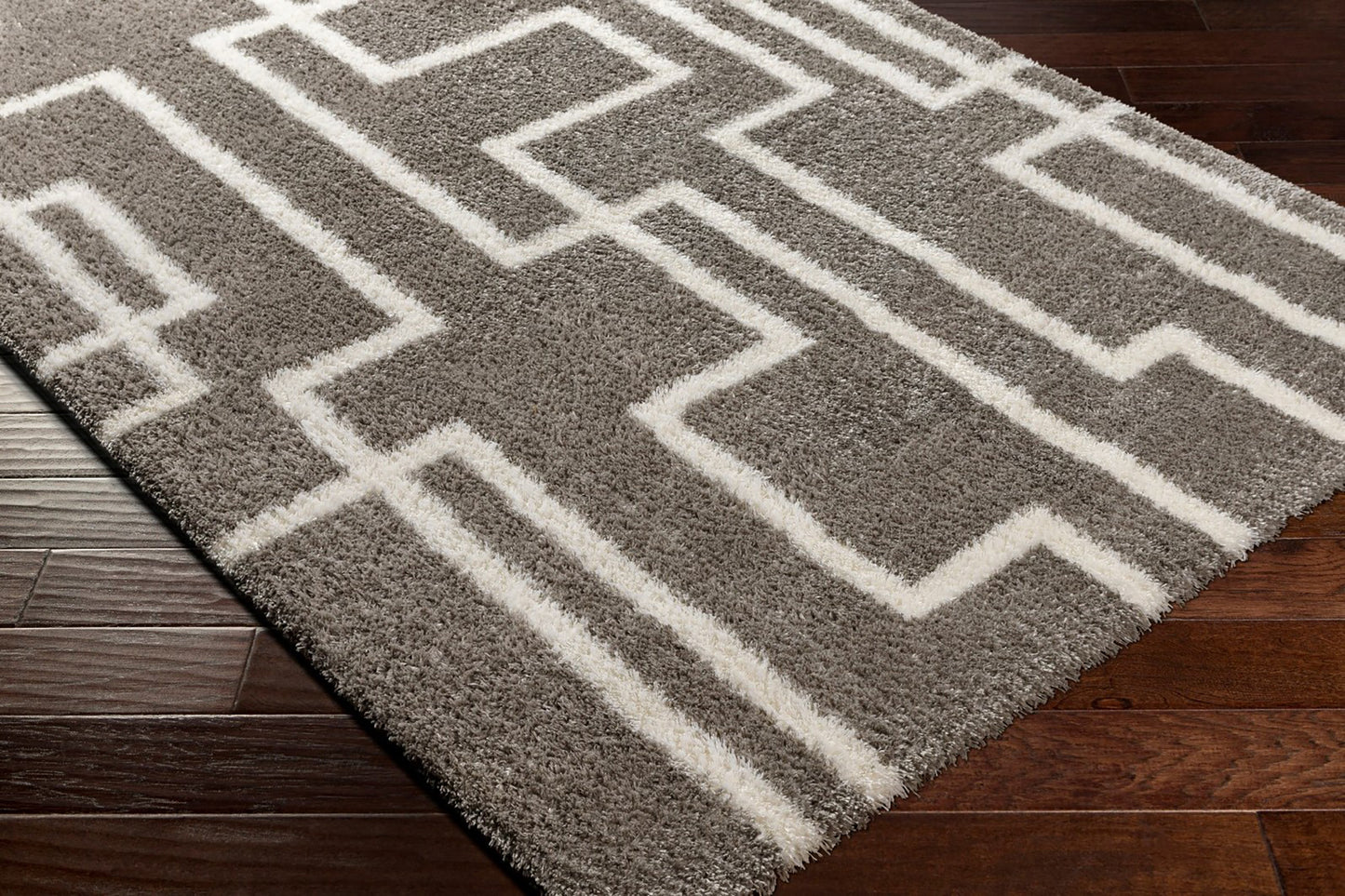 BREWSTER Shaggy Rug I Living Room, Bedroom I Modern Boho Area Rug, Soft Fluffy Rug, Plush Pile, Large Thick Rug, Easy Care I Grey, Ivory