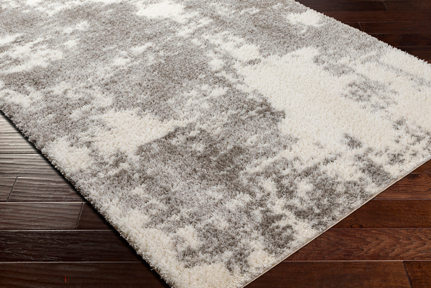 BROHEAD Shaggy Rug I Living Room, Bedroom I Modern Marble Rug, Soft Fluffy Rug, Plush Pile, Large Thick Rug, Easy Care I White, Grey