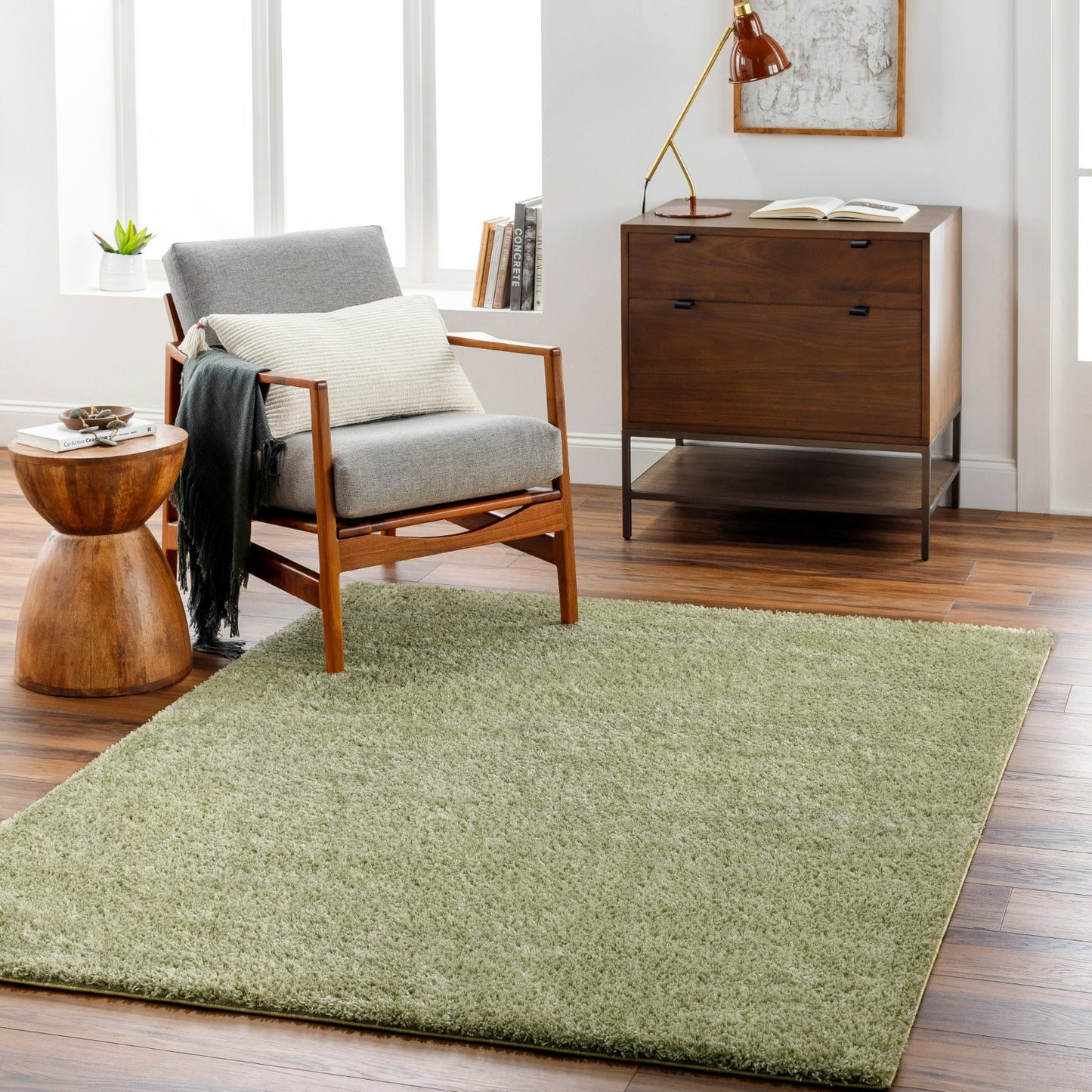 BOXHOLM Shaggy Rug I Living Room, Bedroom I Modern Boho Area Rug, Soft Fluffy Rug, Plush Pile, Large Thick Rug, Easy Care I Green