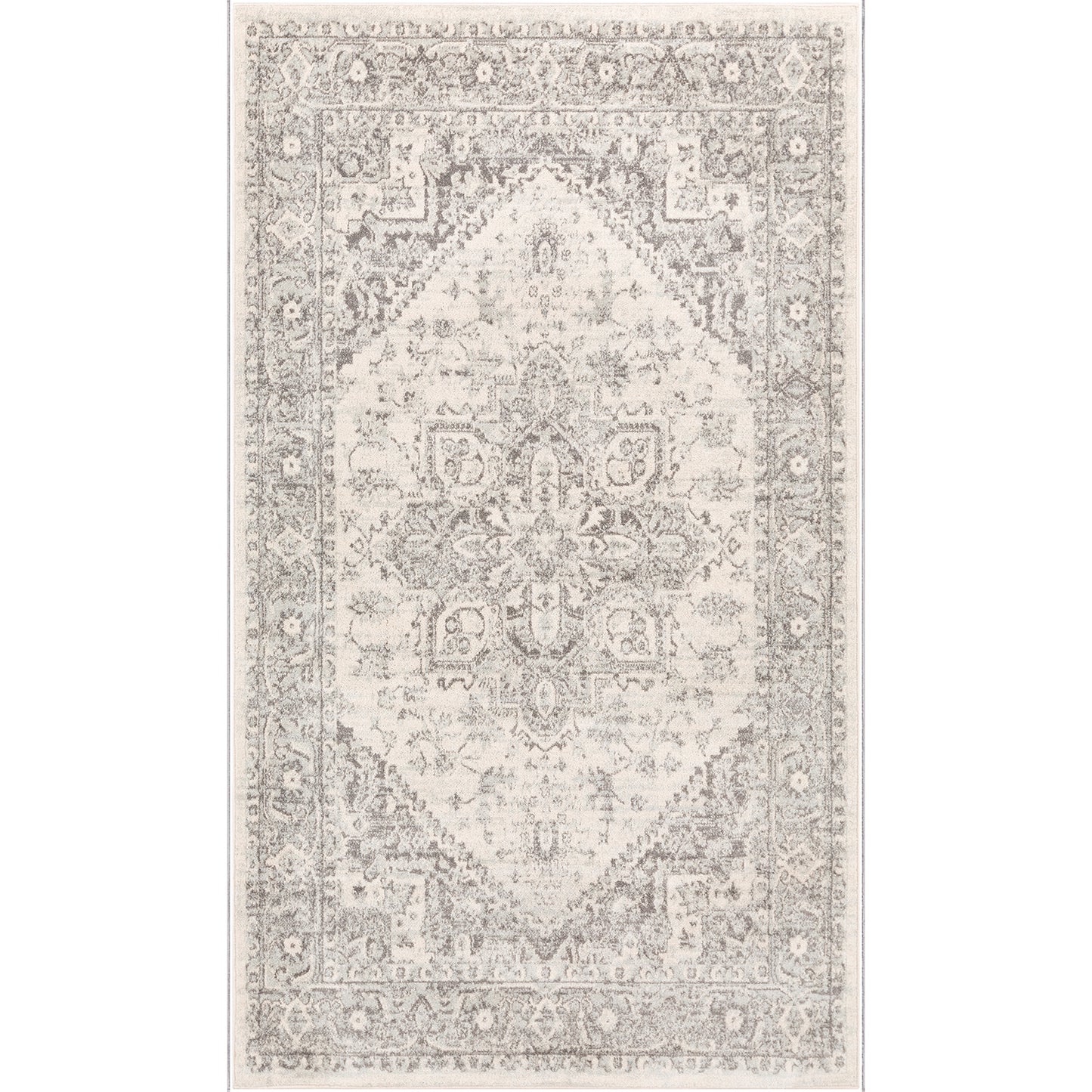 CHARTRES Vintage Rug I Living Room, Bedroom, Dining I Traditional Oriental Boho Rug, Soft Area Rug, Short Pile, Easy Care I Grey, Beige