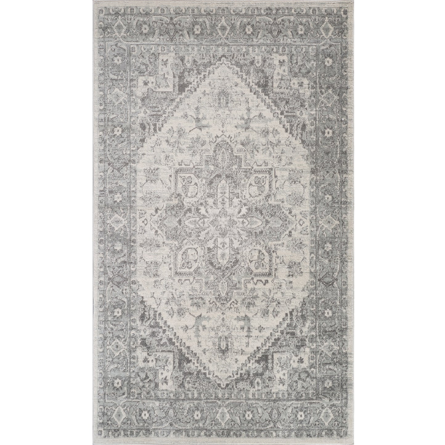 CHARTRES Vintage Traditional Oriental Boho Grey White Area Rug