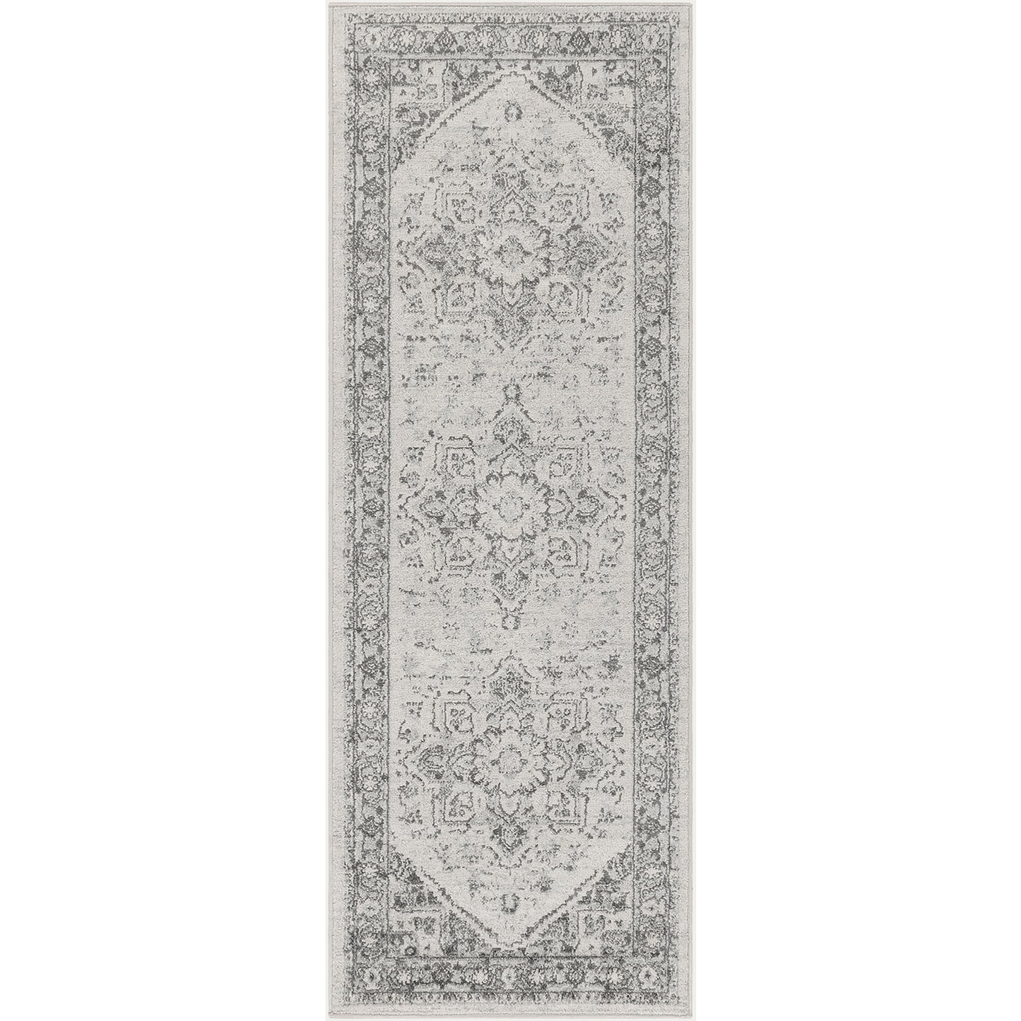 CHARTRES Vintage Traditional Oriental Boho Grey White Area Rug