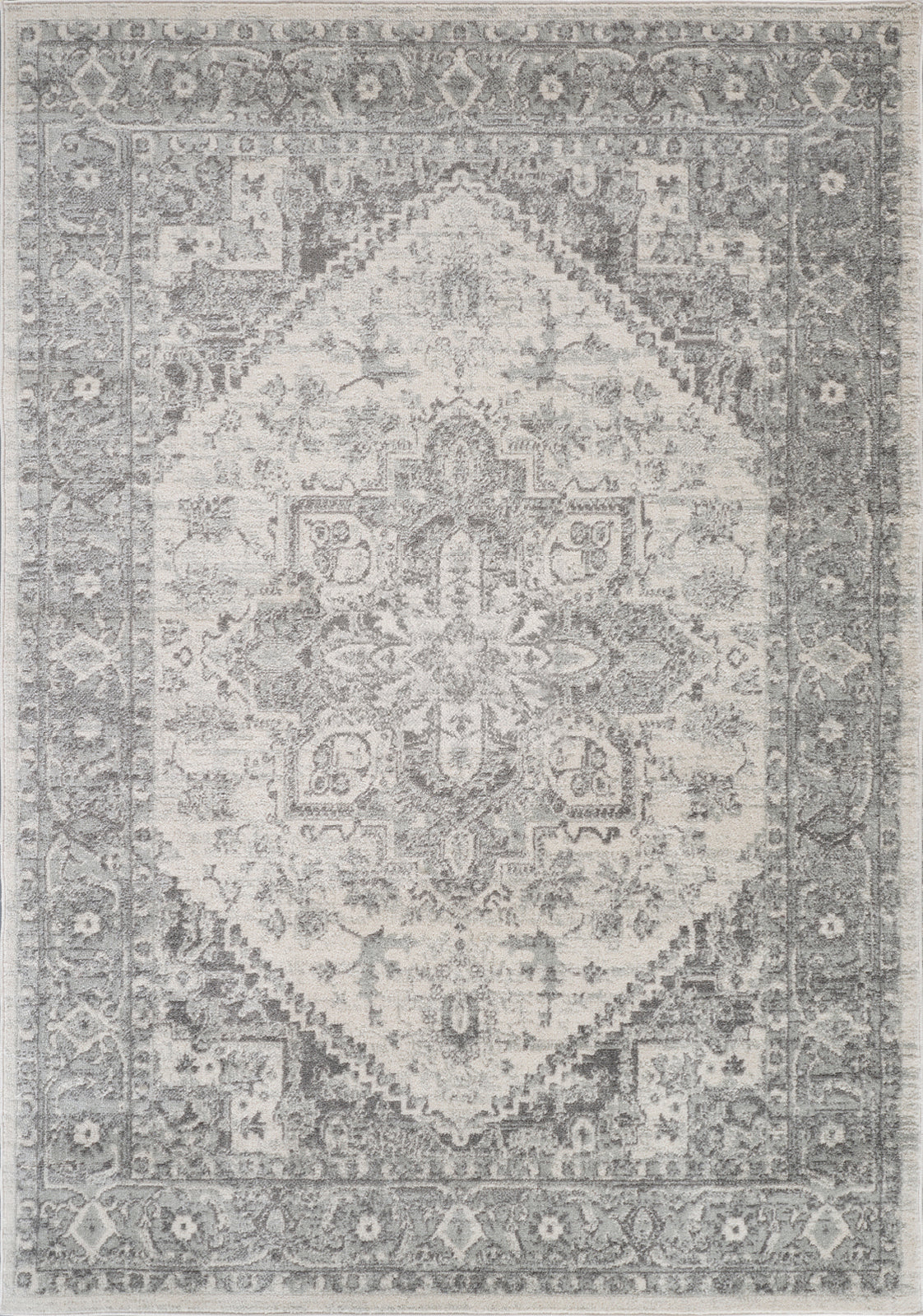 CHARTRES Vintage Traditional Oriental Boho Grey White Area Rug