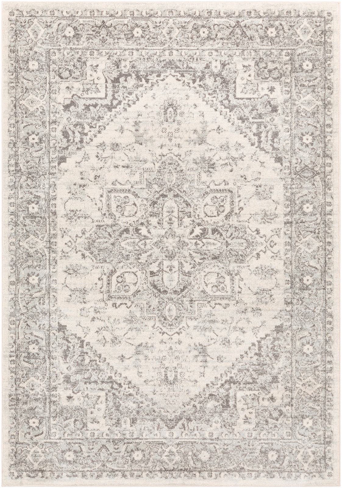 CHARTRES Vintage Rug I Living Room, Bedroom, Dining I Traditional Oriental Boho Rug, Soft Area Rug, Short Pile, Easy Care I Grey, Beige