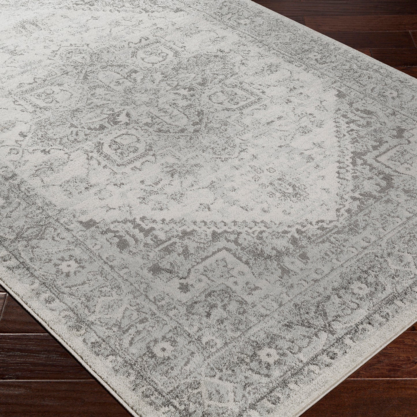 CHARTRES Vintage Traditional Oriental Boho Grey White Area Rug