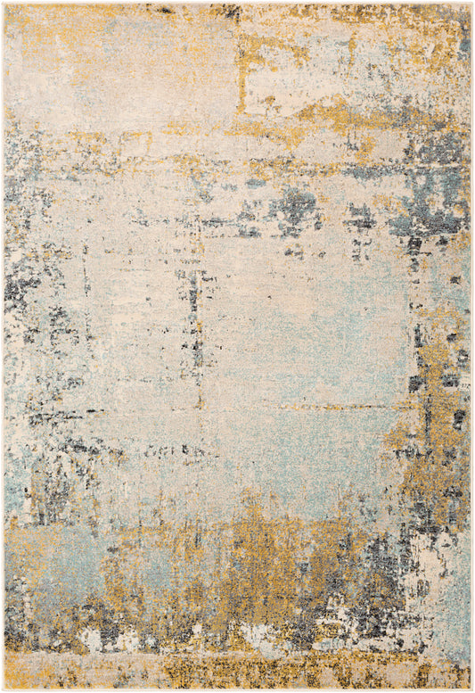 FERWERD Abstract Modern Marble Mustard Area Rug