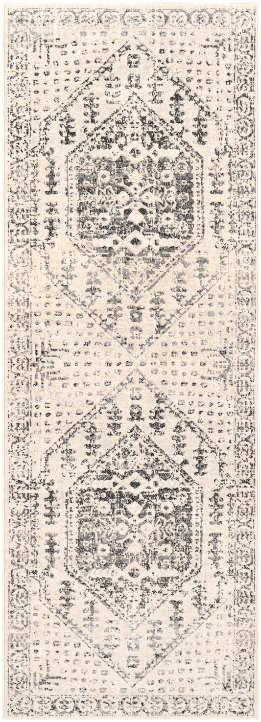 WARNS Vintage Traditional Oriental Boho Beige Grey Runner Rug