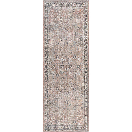 LONGBEACH Machine Washable Traditionnal Boho Brown Runner Rug