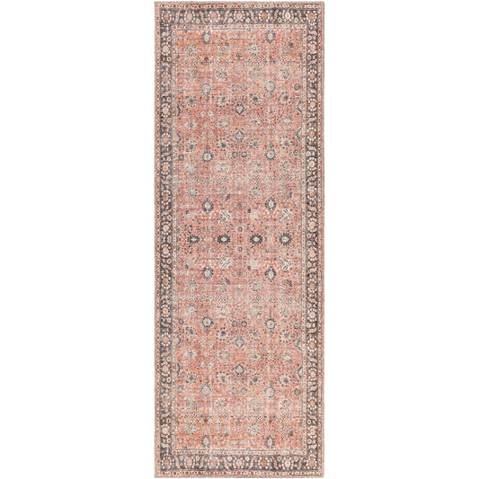 LONGBEACH Machine Washable Traditionnal Boho Burnt Orange Runner Rug