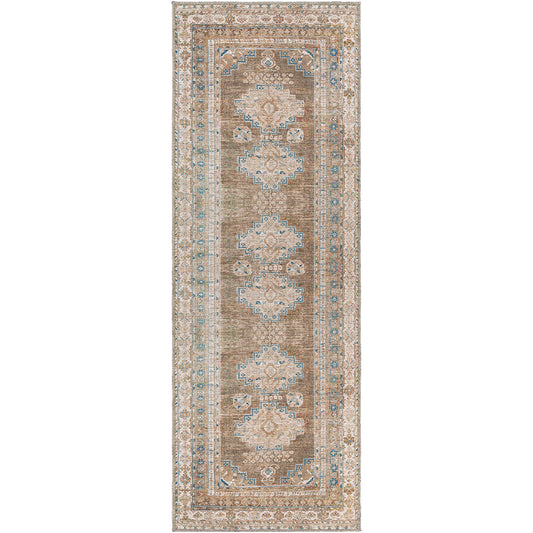 MCCORDSVILLE Machine Washable Traditionnal Boho Brown Runner Rug