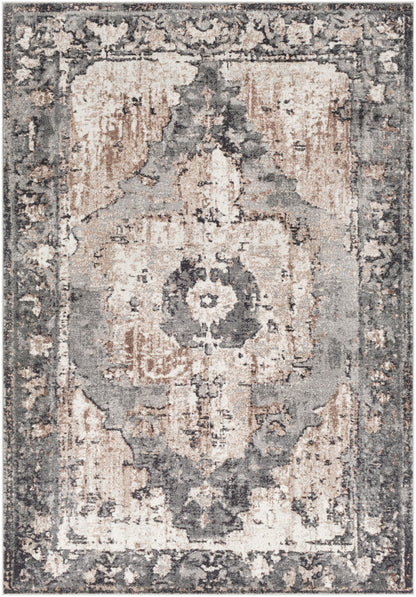 BOWEN Vintage Rug I Living Room, Bedroom, Dining I Traditional Oriental Boho Rug, Soft Area Rug, Short Pile, Easy Care I Grey, Ivory