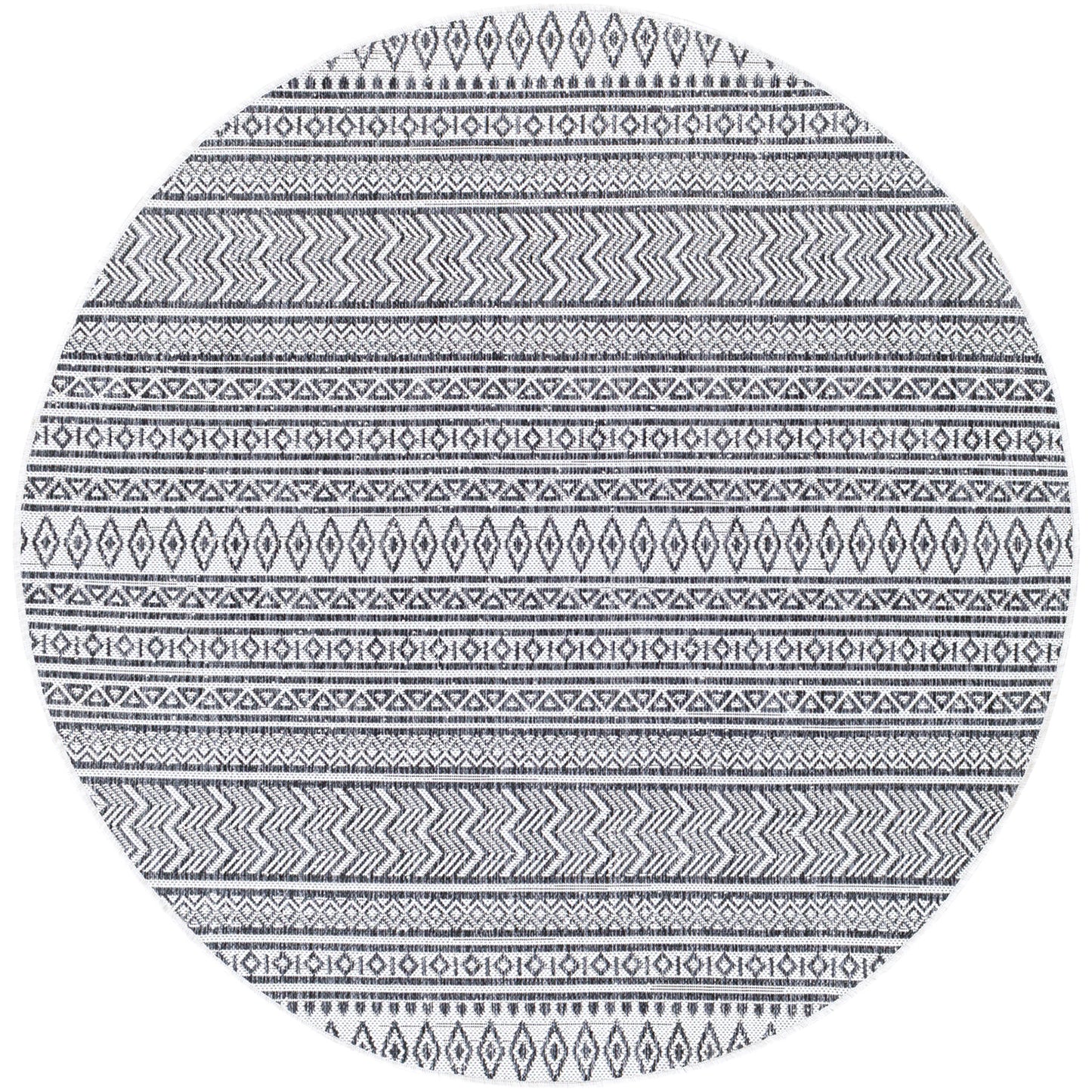 ANTIBES Oval In- & Outdoor Modern Boho Black Rug