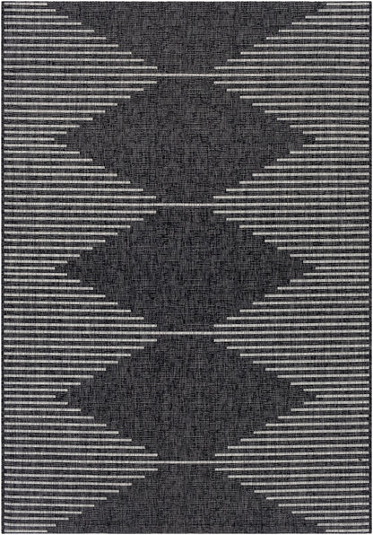 OKSWERD In- & Outdoor Rug I Balcony, Terrace, Kitchen, Garden, Patio I Modern Boho Rug, UV Weather Stain Resistant I Black, Grey