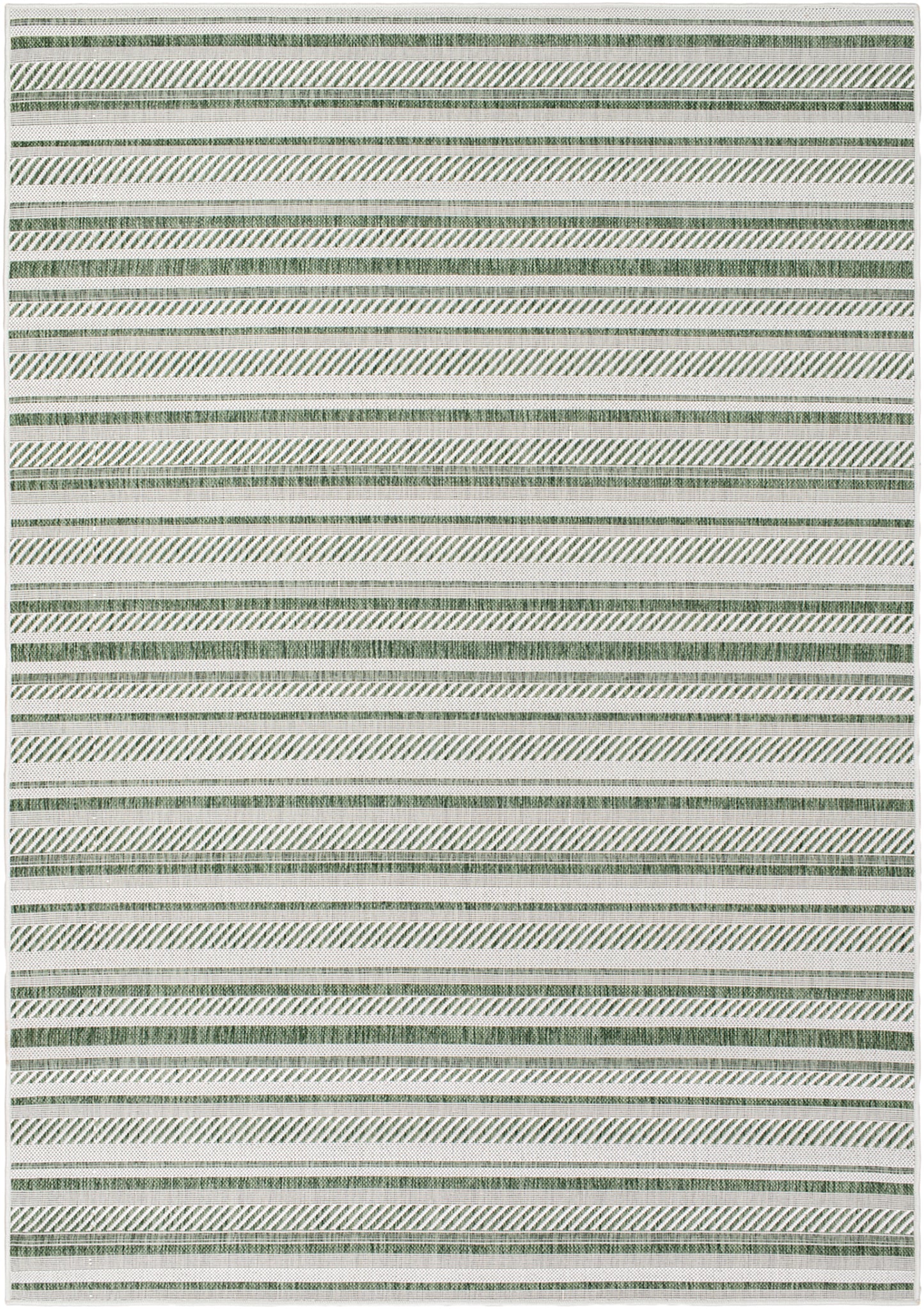 PAU In- & Outdoor Rug I Balcony, Terrace, Kitchen, Garden, Veranda, Patio I Modern Boho Rug, UV Weather Stain Resistant I Green, Ivory