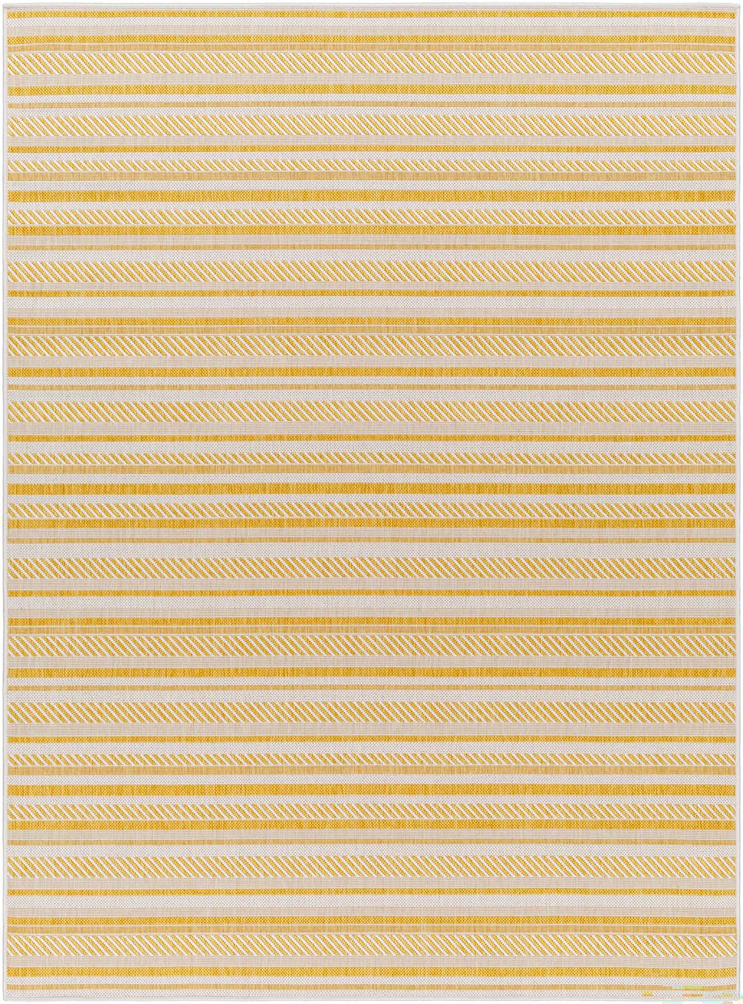 PAU In- & Outdoor Rug I Balcony, Terrace, Kitchen, Garden, Veranda, Patio I Modern Boho Rug, UV Weather Stain Resistant I Yellow, Ivory