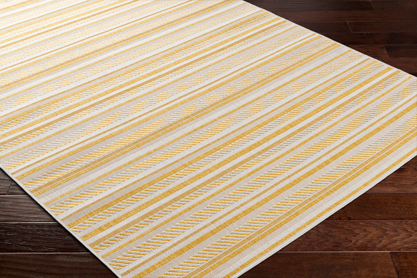 PAU In- & Outdoor Rug I Balcony, Terrace, Kitchen, Garden, Veranda, Patio I Modern Boho Rug, UV Weather Stain Resistant I Yellow, Ivory