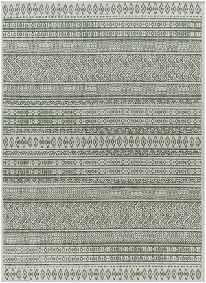 ANTIBES In- & Outdoor Rug I Balcony, Terrace, Kitchen, Garden, Patio I Modern Boho Rug, UV Weather Stain Resistant I Green, Ivory