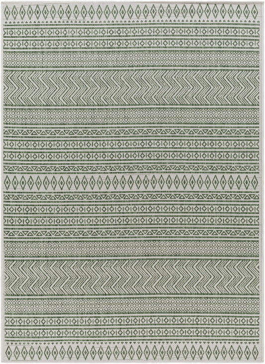 ANTIBES In- & Outdoor Boho Olive Green Beige Rug