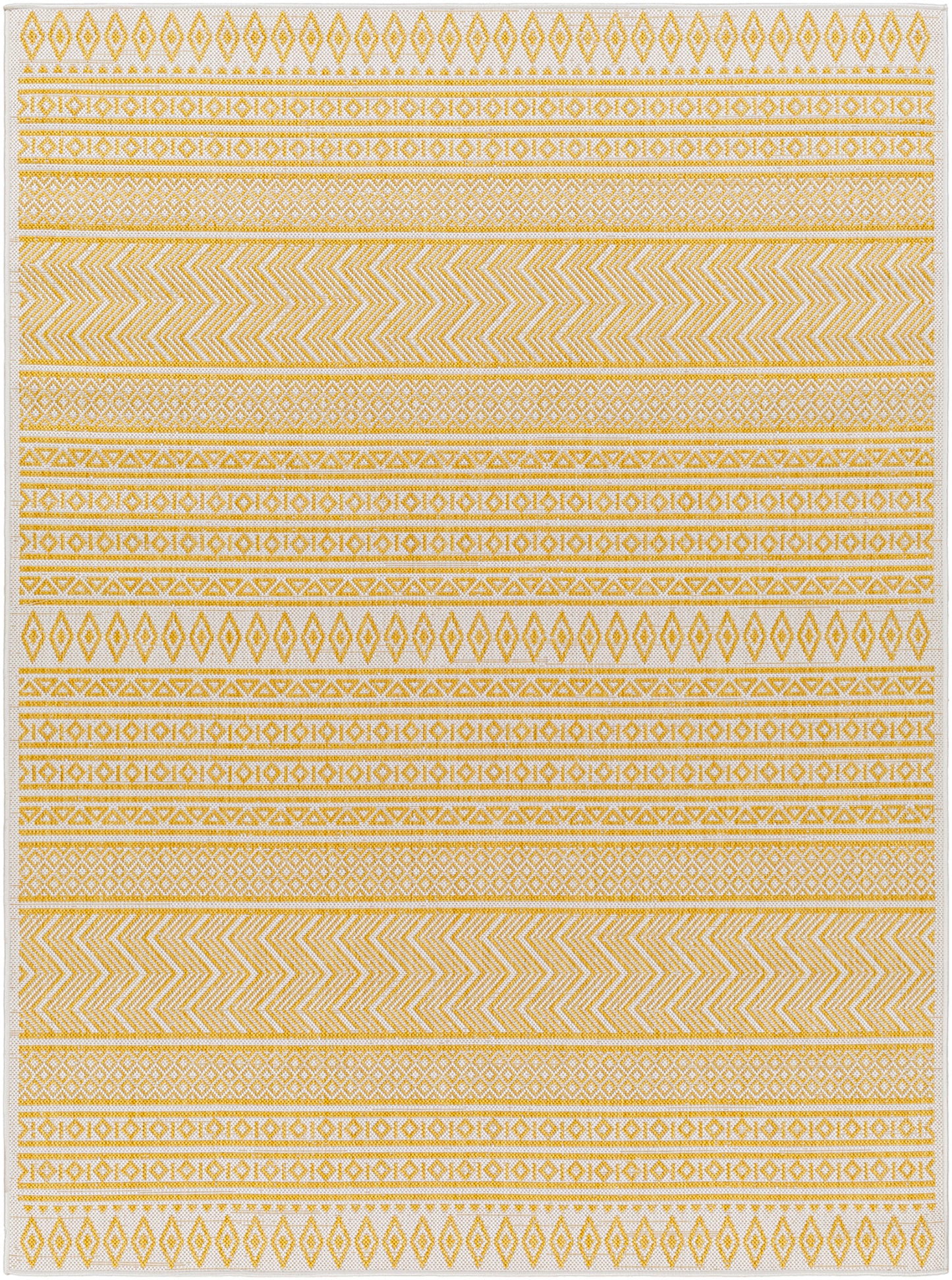 ANTIBES In- & Outdoor Rug I Balcony, Terrace, Kitchen, Garden, Patio I Modern Boho Rug, UV Weather Stain Resistant I Yellow, Ivory