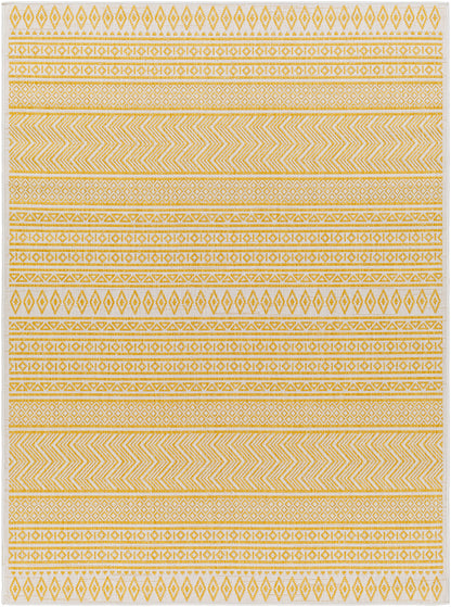 ANTIBES In- & Outdoor Rug I Balcony, Terrace, Kitchen, Garden, Patio I Modern Boho Rug, UV Weather Stain Resistant I Yellow, Ivory