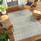 GOFF In- & Outdoor Rug I Balcony, Terrace, Kitchen, Garden, Veranda, Patio I Modern Boho Rug, UV Weather Stain Resistant I Green, Ivory