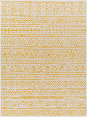 GOFF In- & Outdoor Rug I Balcony, Terrace, Kitchen, Garden, Veranda, Patio I Modern Boho Rug, UV Weather Stain Resistant I Yellow, Ivory