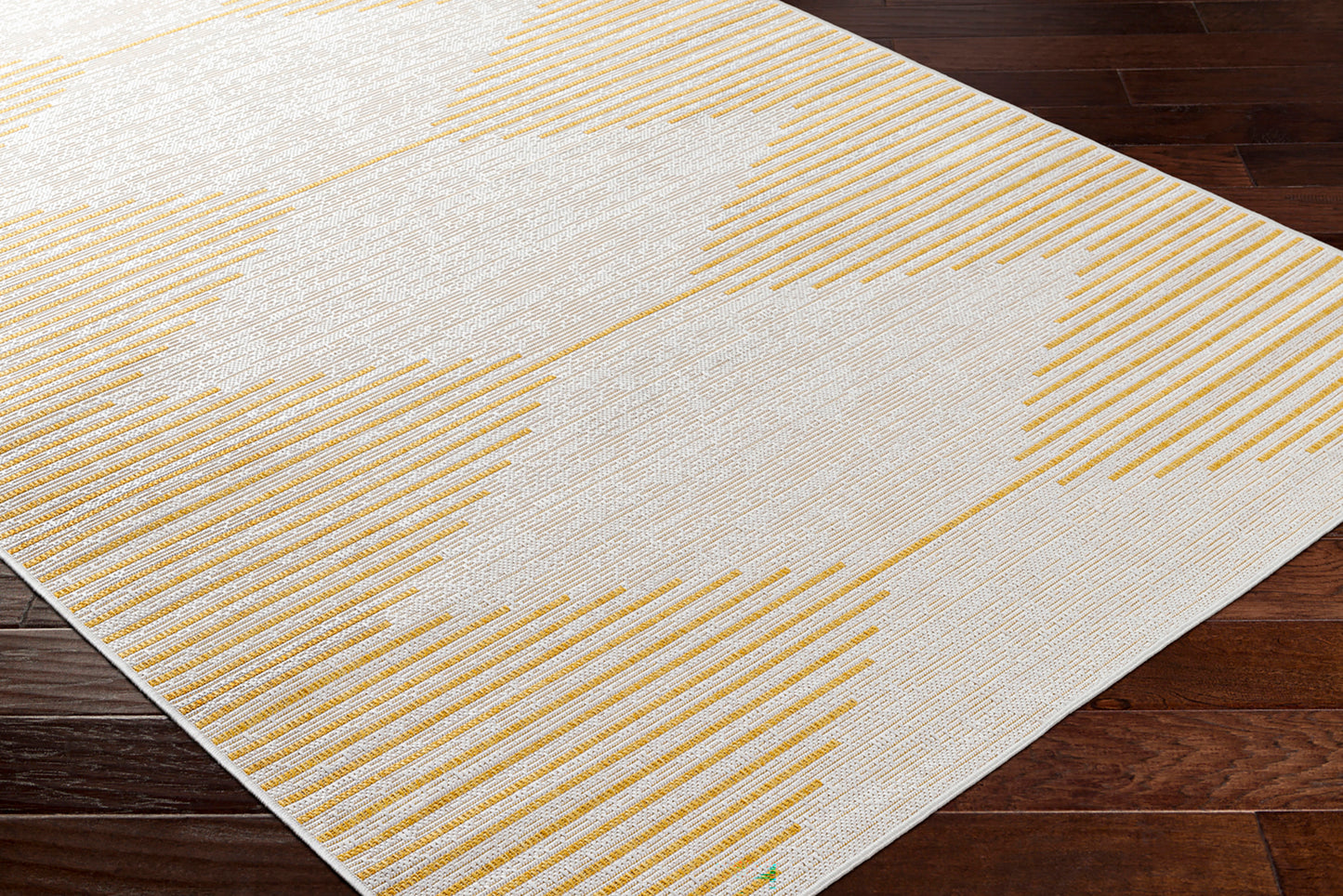 OKSWERD In- & Outdoor Rug I Balcony, Terrace, Kitchen, Garden, Patio I Modern Boho Rug, UV Weather Stain Resistant I Yellow, Ivory