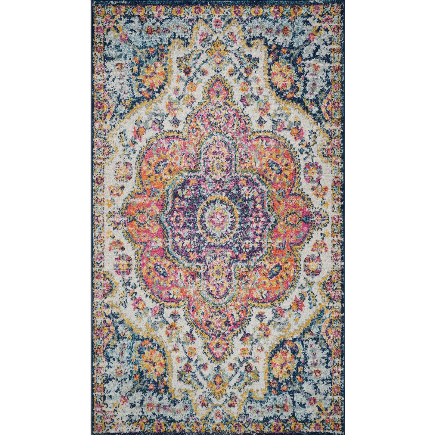 LOLA Vintage Traditional Oriental Boho Pink Saffron Area Rug