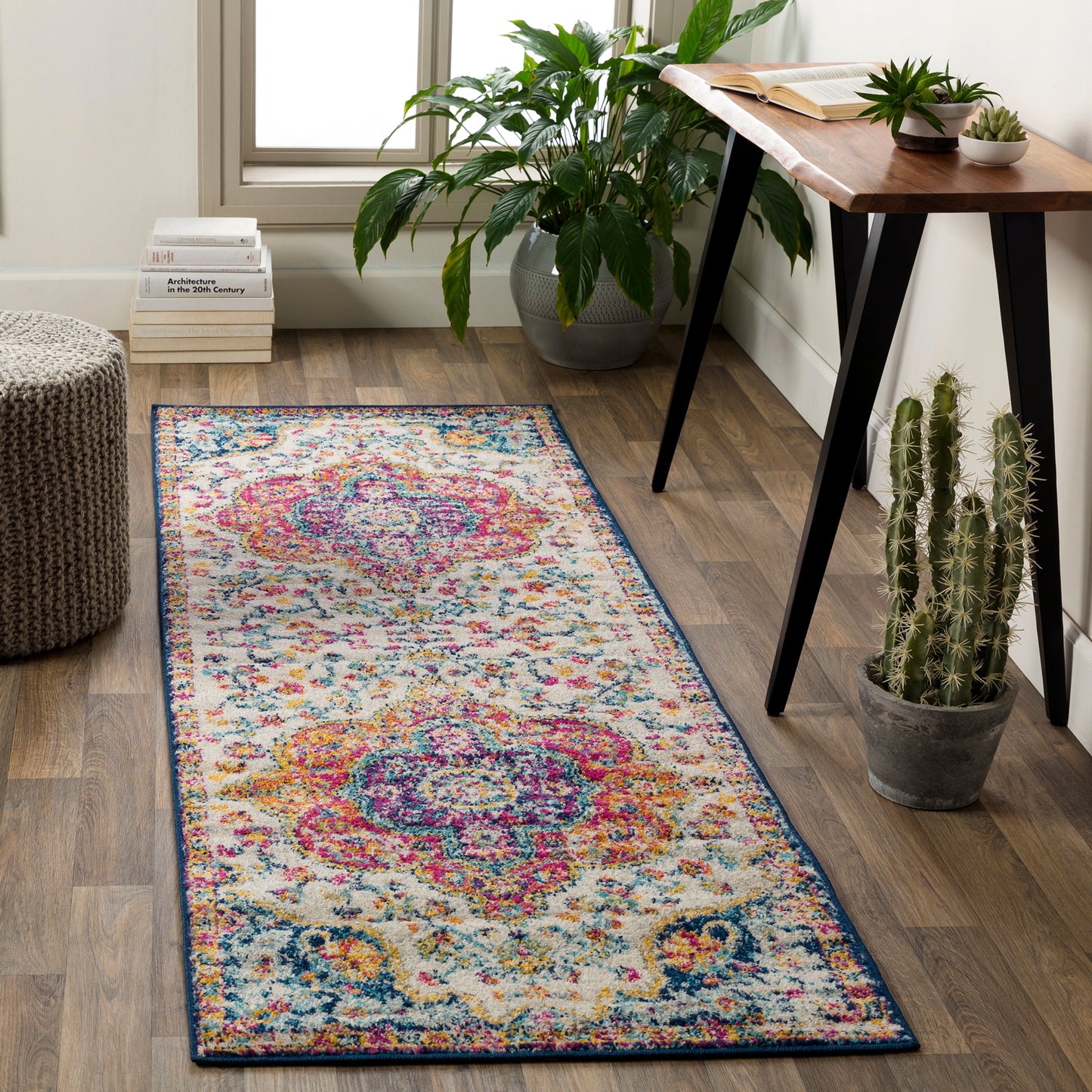 LOLA Vintage Rug I Living Room, Bedroom, Hallway I Traditional Oriental Boho Rug, Soft Area Rug, Short Pile I Multicolour, Pink