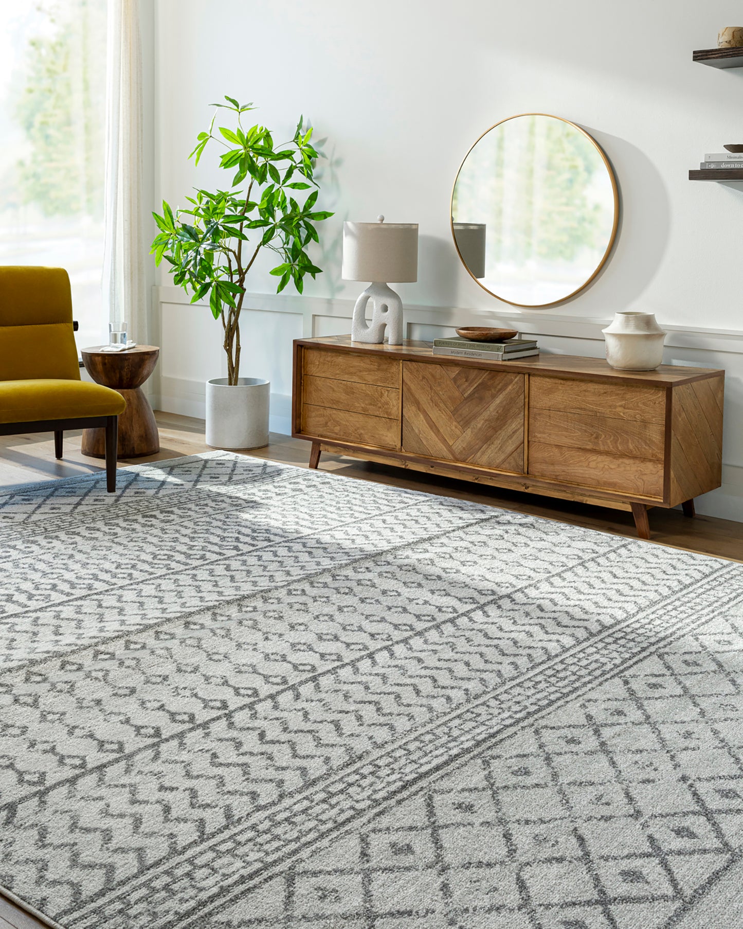 LOUISE Scandi Rug I Living Room, Bedroom, Hallway I Modern Boho Area Rug, Soft Luxurious Rug, Short Pile, Easy Care I Grey, Ivory