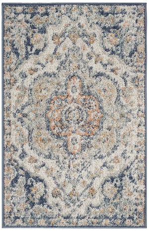 LOLA Vintage Rug I Living Room, Bedroom, Hallway I Traditional Oriental Boho Rug, Soft Area Rug, Short Pile, Easy Care I Beige, Blue