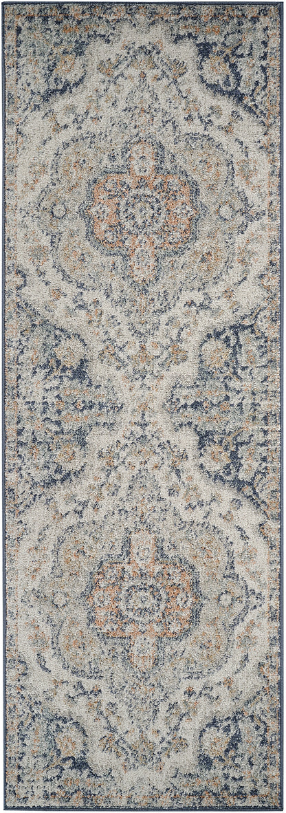 LOLA Vintage Rug I Living Room, Bedroom, Hallway I Traditional Oriental Boho Rug, Soft Area Rug, Short Pile, Easy Care I Beige, Blue