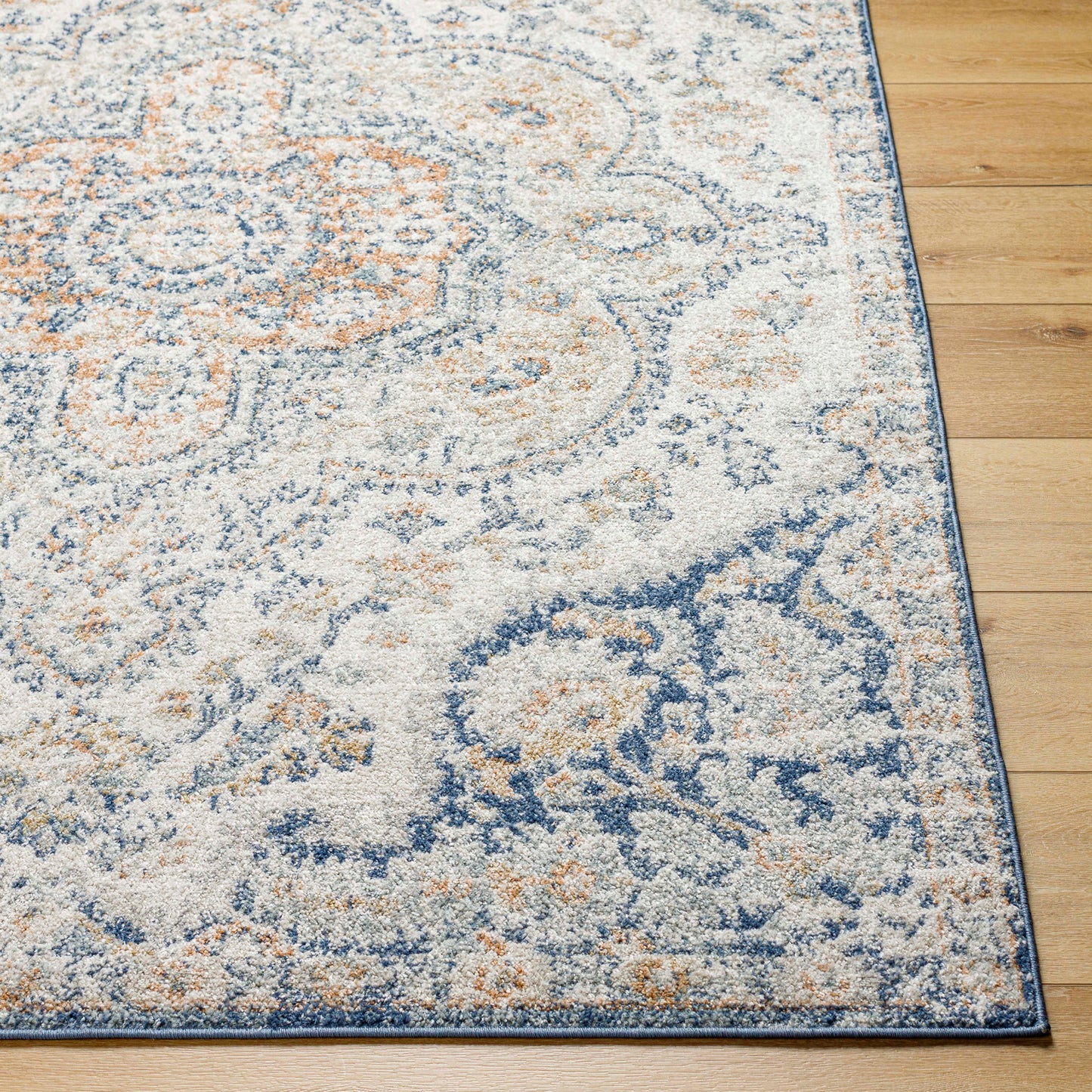 LOLA Vintage Rug I Living Room, Bedroom, Hallway I Traditional Oriental Boho Rug, Soft Area Rug, Short Pile, Easy Care I Beige, Blue