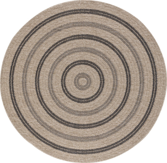 EMIKO Round In- & Outdoor Boho Jute-Look Beige Black Rug