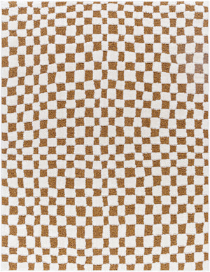 ILEA Scandi Checkered Rug I Living Room, Bedroom, Dining I Modern Boho Area Rug, Soft Area Rug, Short Pile, Easy Care I Terracotta