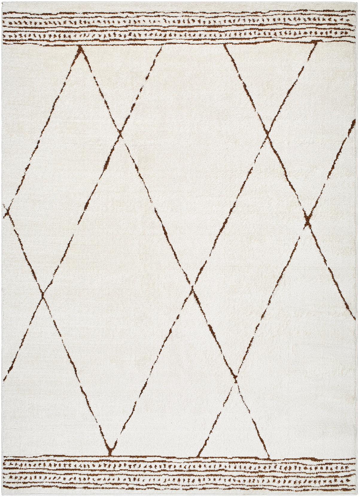 GAETANO Berber Rug I Living Room, Bedroom, Dining I Modern Boho Area Rug, Soft Luxurious Etnic Rug, Short Pile, Easy Care I Ivory, Brown