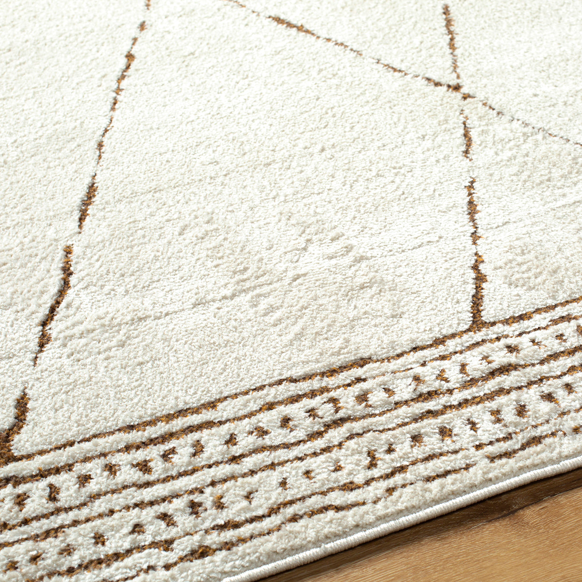 GAETANO Berber Rug I Living Room, Bedroom, Dining I Modern Boho Area Rug, Soft Luxurious Etnic Rug, Short Pile, Easy Care I Ivory, Brown