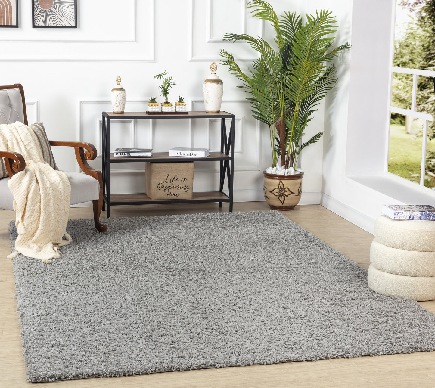 TORRIS Shaggy Rug I Living Room, Bedroom, Hallway I Modern Boho Area Rug, Soft Fluffy Rug, Plush Pile, Large Thick Rug, Easy Care I Grey