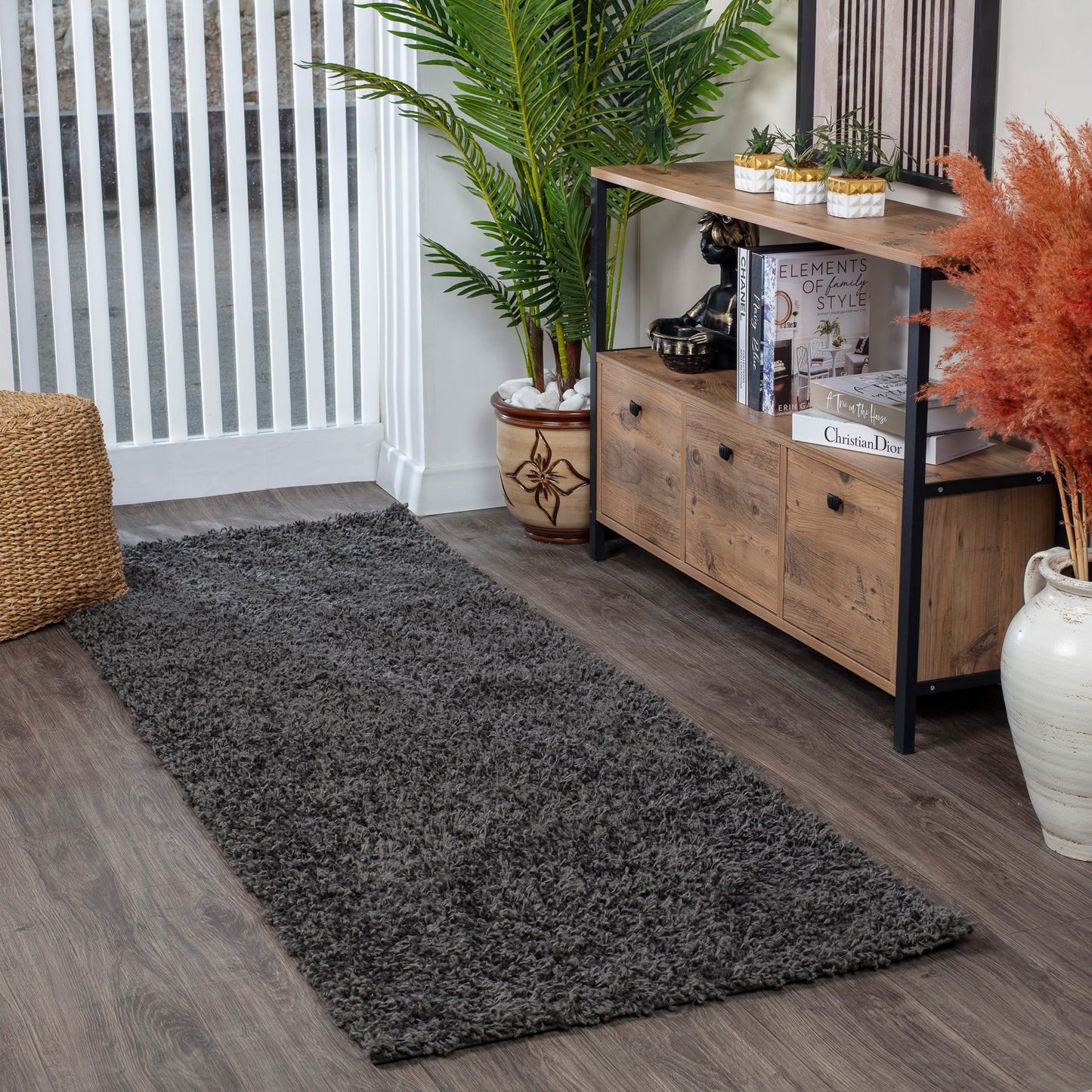 TORRIS Shaggy Rug I Living Room, Bedroom, Hallway I Modern Boho Area Rug, Soft Fluffy Rug, Plush Pile, Large Thick Rug I Dark Grey